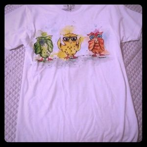 Brand New Three little owls white tee